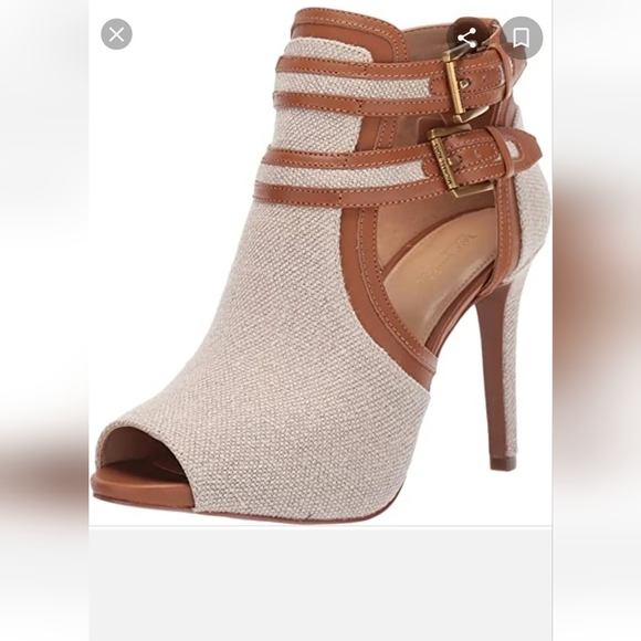 NWIB Michael Michael Kors Blaze Hemp Tan Leather Peep Toe Bootie/ Heels Size 10M - Picture 5 of 5
